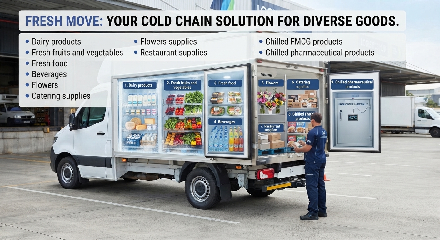 Fresh Move Transport refrigerated van and truck fleet in Dubai